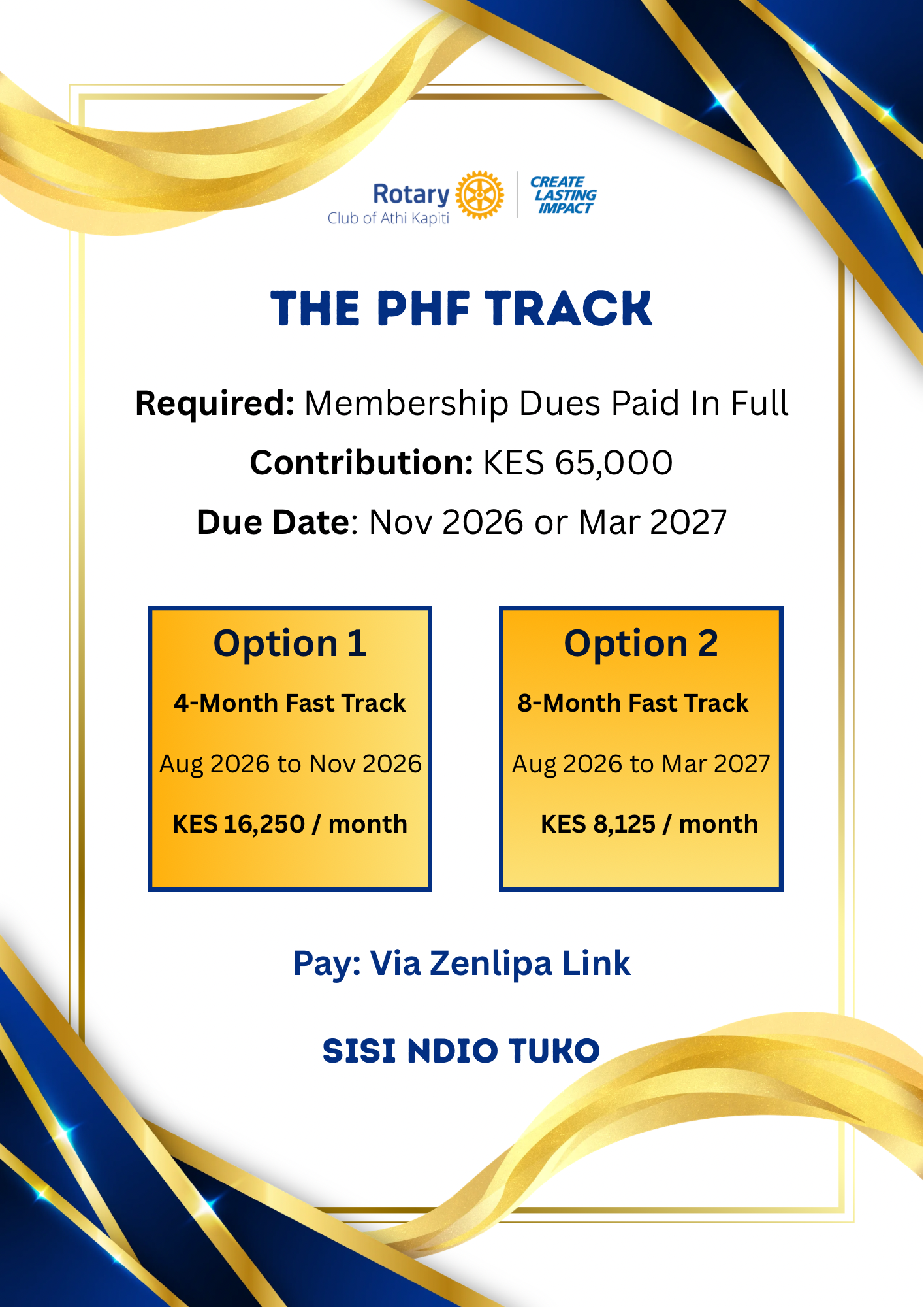 Rotary Club of Athi Kapiti - PHF - Track Your Lane